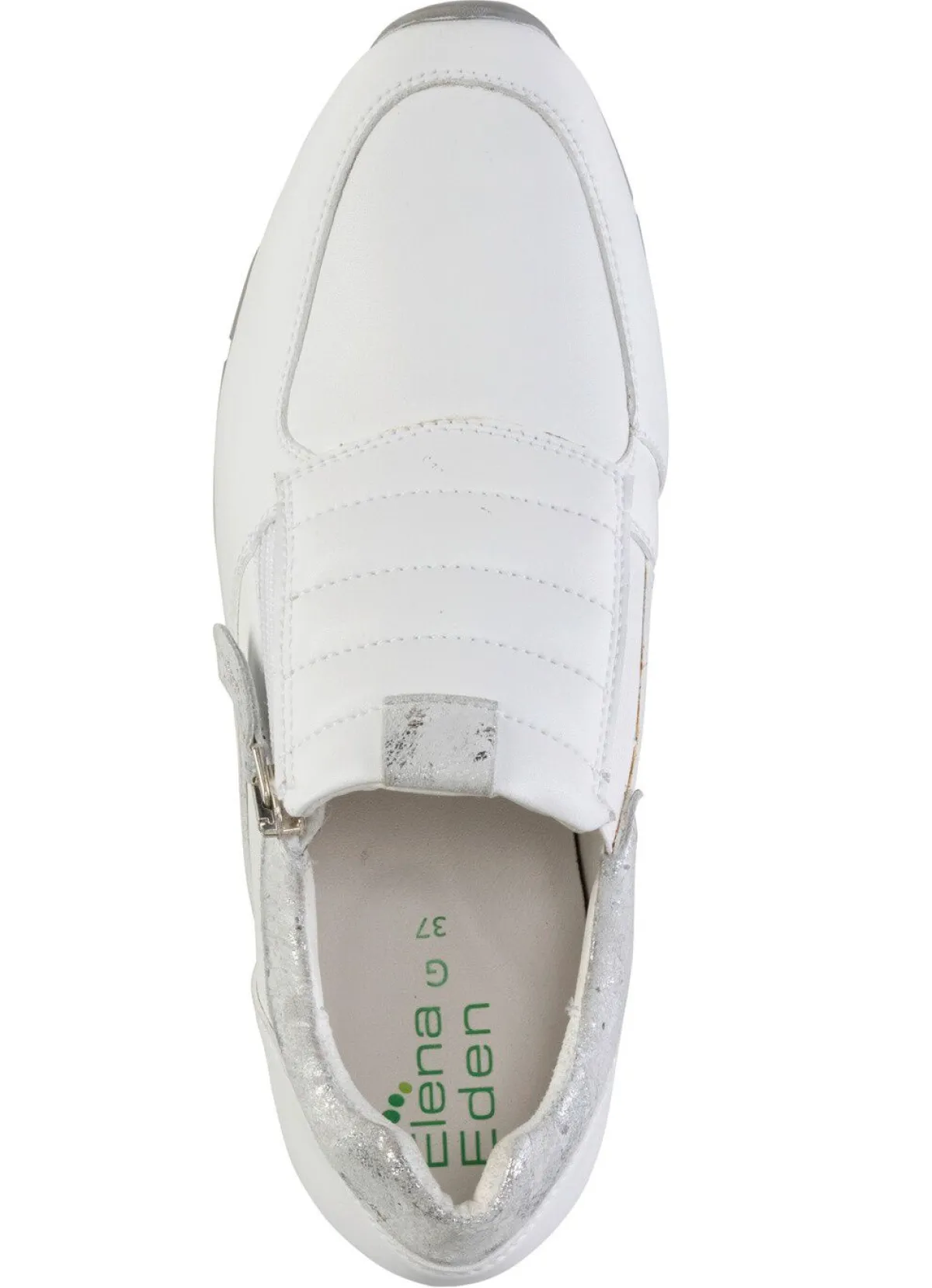 Clearance ELENA EDEN Sneaker aus Nappaleder und silbergrau geprägtem Veloursleder WEISS