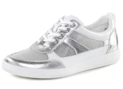 New ELENA EDEN Sneaker aus Nappaleder und luftigem Textil in Netzoptik WEISS-SILBER