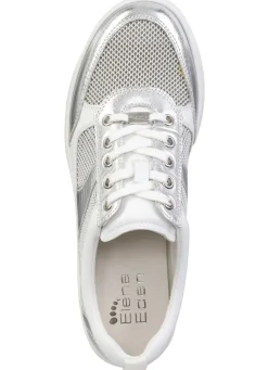 New ELENA EDEN Sneaker aus Nappaleder und luftigem Textil in Netzoptik WEISS-SILBER