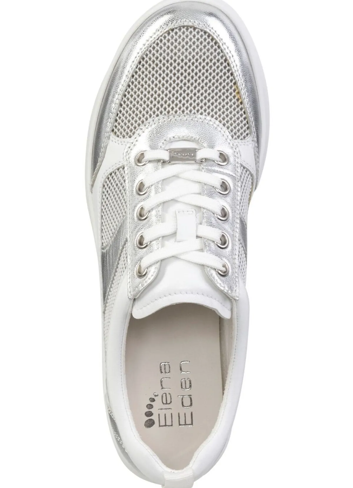 New ELENA EDEN Sneaker aus Nappaleder und luftigem Textil in Netzoptik WEISS-SILBER