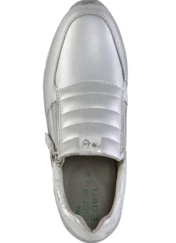 ELENA EDEN Sneaker aus Nappaleder und silbergrau geprägtem Veloursleder MATTSILBER