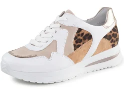 Outlet ELENA EDEN Sneaker mit Leo-Print und Metallic-Besätzen WEISS-BEIGE-BRAUN
