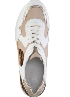Outlet ELENA EDEN Sneaker mit Leo-Print und Metallic-Besätzen WEISS-BEIGE-BRAUN