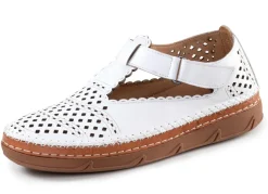 Hot ELENA EDEN , sommerliche Damen-Slipper, Weite H, mit Klettverschluss WEISS