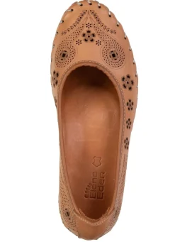 Sale ELENA EDEN , sommerliche Damen-Ballerinas, Weite G, mit herausnehmbarem Fußbett COGNAC