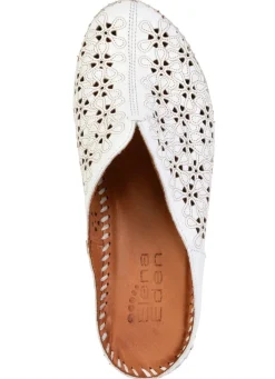 ELENA EDEN , sommerliche Damen-Clogs, Weite G, aus Leder WEISS