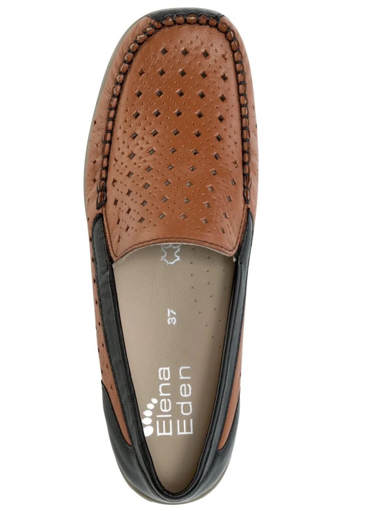 Hot BADER ELENA EDEN, sommerliche Damen-Slipper, Weite H, mit herausnehmbarem Fußbett COGNAC-SCHWARZ