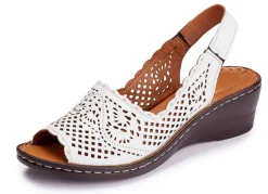 Outlet ELENA EDEN , sommerliche Damen-Sandaletten, Weite G, aus Leder WEISS