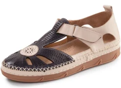 Discount ELENA EDEN , sommerliche Damen-Slipper, Weite H, mit herausnehmbarem Fußbett SCHWARZ-BEIGE