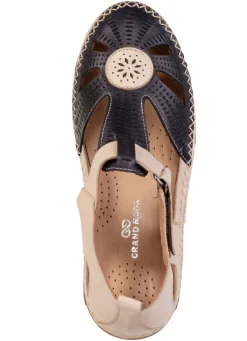 Discount ELENA EDEN , sommerliche Damen-Slipper, Weite H, mit herausnehmbarem Fußbett SCHWARZ-BEIGE