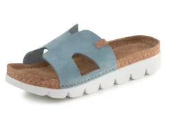 Best ELENA EDEN , sommerliche Damen-Pantoletten, aus Leder BLEU