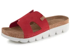 Clearance ELENA EDEN , sommerliche Damen-Pantoletten, aus Leder ROT