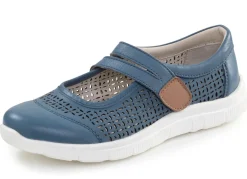 New ELENA EDEN , sommerliche Damen-Spangenschuhe, Weite H, mit herausnehmbarem Fußbett JEANS