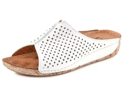 ELENA EDEN , sommerliche Damen-Pantoletten, aus Leder WEISS