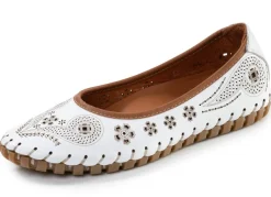 Hot ELENA EDEN , sommerliche Damen-Ballerinas, Weite G, mit herausnehmbarem Fußbett WEISS