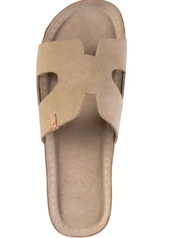 Best ELENA EDEN , sommerliche Damen-Pantoletten, aus Leder BEIGE