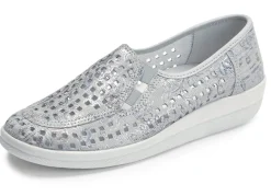 New ELENA EDEN , sommerliche Damen-Slipper, Weite G, mit herausnehmbarem Fußbett SILBERGRAU