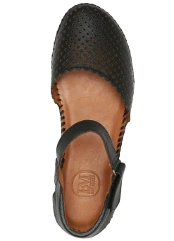Outlet ELENA EDEN , sommerliche Damen-Sandalen, Weite G, aus Leder SCHWARZ