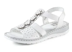 Discount ELENA EDEN , sommerliche Damen-Sandalen, Weite G, aus Leder WEISS-SILBER