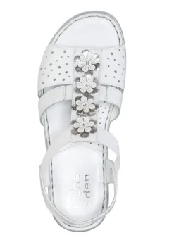 Discount ELENA EDEN , sommerliche Damen-Sandalen, Weite G, aus Leder WEISS-SILBER