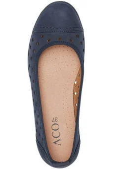 ELENA EDEN , sommerliche Damen-Ballerinas, Weite G, mit herausnehmbarem Fußbett MARINE