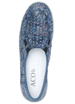 Outlet ELENA EDEN , sommerliche Damen-Slipper, Weite G, mit herausnehmbarem Fußbett JEANS
