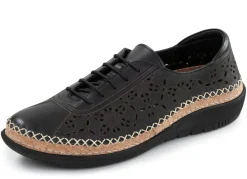 Outlet ELENA EDEN , sommerliche Damen-Schnürschuhe, Weite H, mit herausnehmbarem Fußbett SCHWARZ