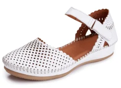 Outlet ELENA EDEN , sommerliche Damen-Sandalen, Weite G, aus Leder WEISS