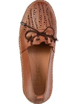 Sale ELENA EDEN , sommerliche Damen-Slipper, Weite G, aus Leder COGNAC