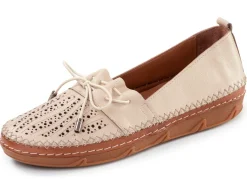 Clearance ELENA EDEN , sommerliche Damen-Slipper, Weite G, aus Leder BEIGE