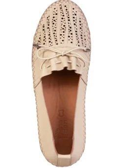 Clearance ELENA EDEN , sommerliche Damen-Slipper, Weite G, aus Leder BEIGE