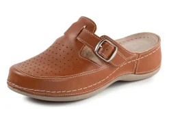 Discount ELENA EDEN , sommerliche Damen-Clogs, Weite G, mit verstellbarer Schließe COGNAC