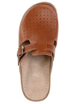 Discount ELENA EDEN , sommerliche Damen-Clogs, Weite G, mit verstellbarer Schließe COGNAC