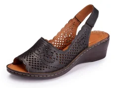 Clearance ELENA EDEN , sommerliche Damen-Sandaletten, Weite G, aus Leder SCHWARZ