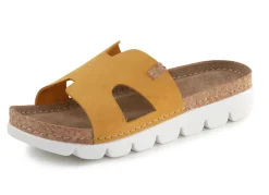 Outlet ELENA EDEN , sommerliche Damen-Pantoletten, aus Leder GELB