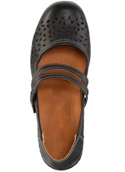 Sale ELENA EDEN , sommerliche Damen-Spangenschuhe, Weite H, mit herausnehmbarem Fußbett SCHWARZ