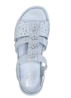 Sale ELENA EDEN , sommerliche Damen-Sandalen, Weite G, aus Leder BLEU