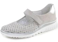 Discount ELENA EDEN Spangenschuh aus Veloursleder mit luftigen Durchbrüchen PASTELLGRAU-SILBER