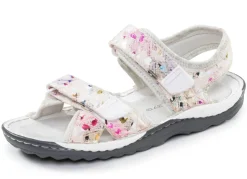 Hot ELENA EDEN , sportliche Damen-Sandalen, Weite G, mit Klettverschluss ECRU-BUNT
