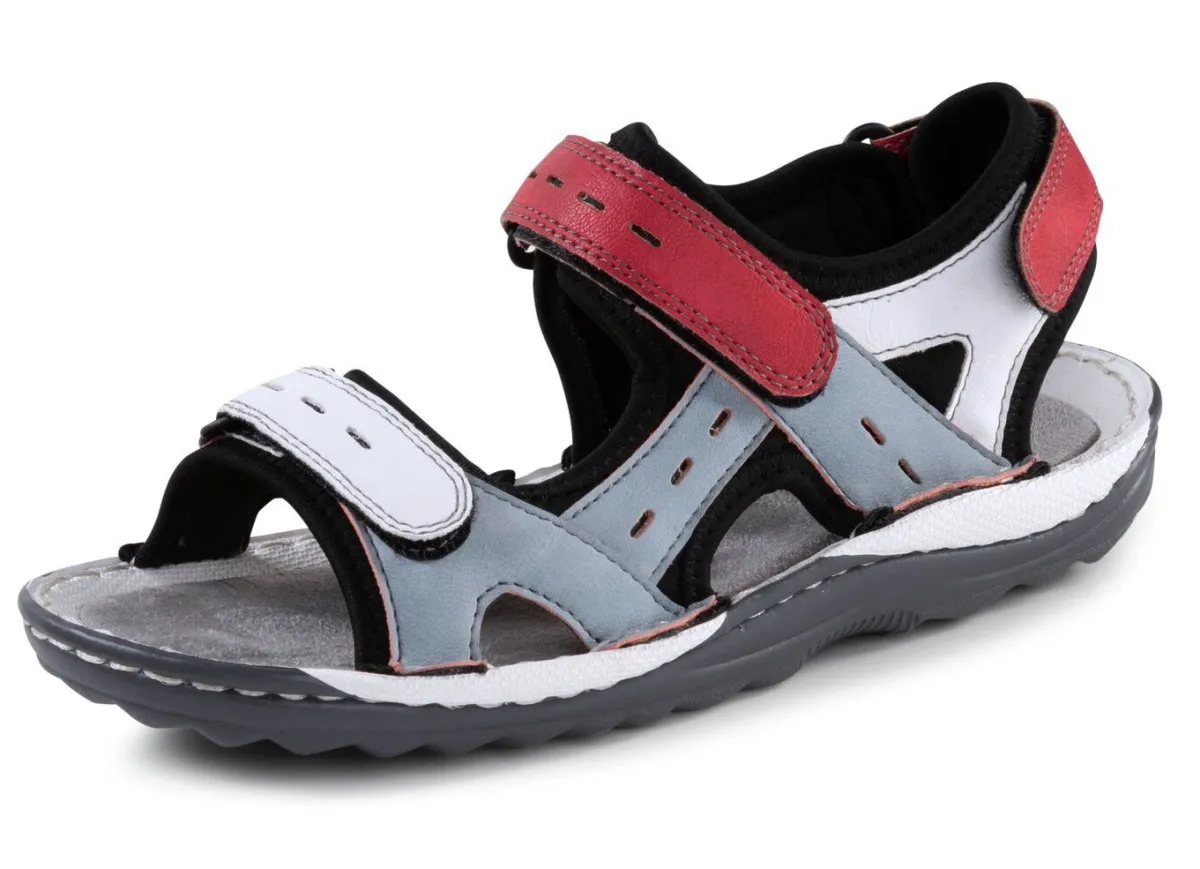 New ELENA EDEN , sportliche Damen-Trekkingsandalen, Weite G, mit Klettverschluss BLEU-WEISS-ROT