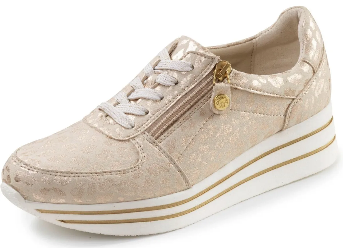 New ELENA EDEN , stilvolle Damen-Sneaker, Weite G, mit herausnehmbarem Fußbett CHAMPAGNER