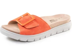 ELENA EDEN , stylische Damen-Pantoletten, Weite H, mit herausnehmbarem Fußbett ORANGE
