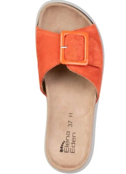 ELENA EDEN , stylische Damen-Pantoletten, Weite H, mit herausnehmbarem Fußbett ORANGE