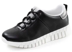 Discount ELENA EDEN , stylische Damen-Sneaker, Weite G, mit herausnehmbarem Fußbett SCHWARZ-ALTSILBER