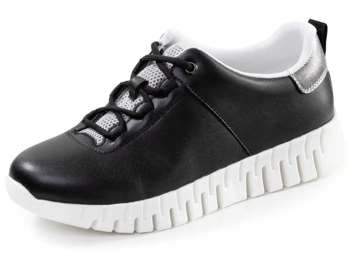 Discount ELENA EDEN , stylische Damen-Sneaker, Weite G, mit herausnehmbarem Fußbett SCHWARZ-ALTSILBER