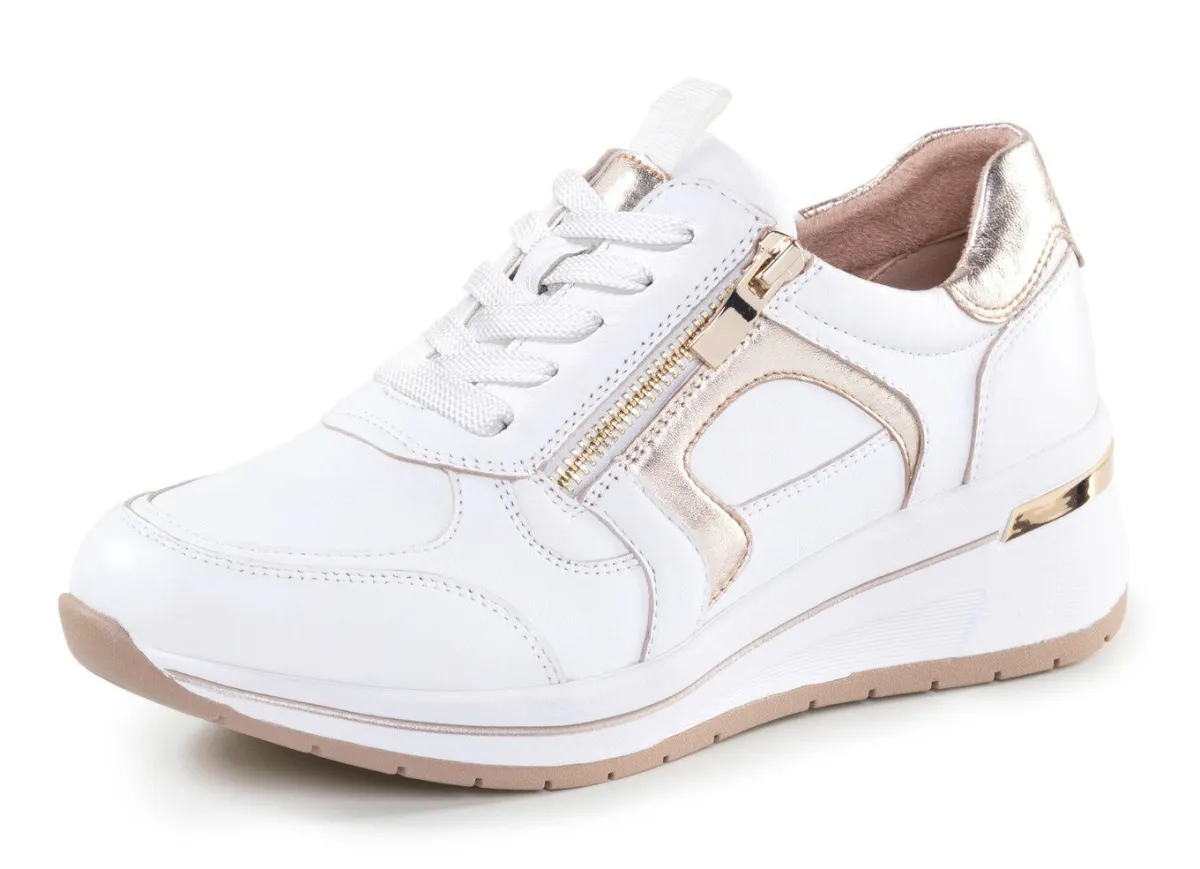 Hot BADER ELENA EDEN, sytlische Damen-Sneaker, Weite H, mit herausnehmbarem Fußbett WEISS-GOLD