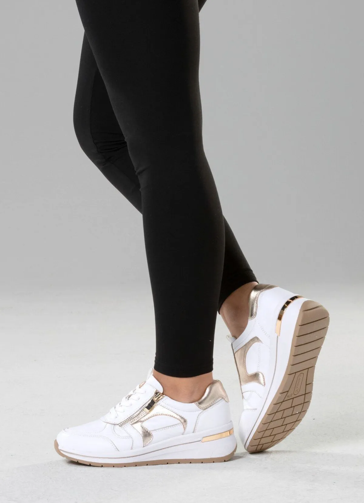 Hot BADER ELENA EDEN, sytlische Damen-Sneaker, Weite H, mit herausnehmbarem Fußbett WEISS-GOLD