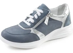 Discount ELENA EDEN , trednige Damen-Sneaker, Weite H, mit herausnehmbarem Fußbett JEANS-SILBER