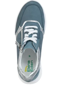 Discount ELENA EDEN , trednige Damen-Sneaker, Weite H, mit herausnehmbarem Fußbett JEANS-SILBER