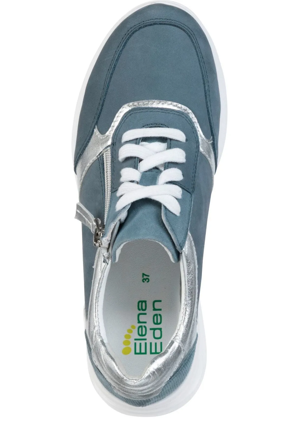 Discount ELENA EDEN , trednige Damen-Sneaker, Weite H, mit herausnehmbarem Fußbett JEANS-SILBER